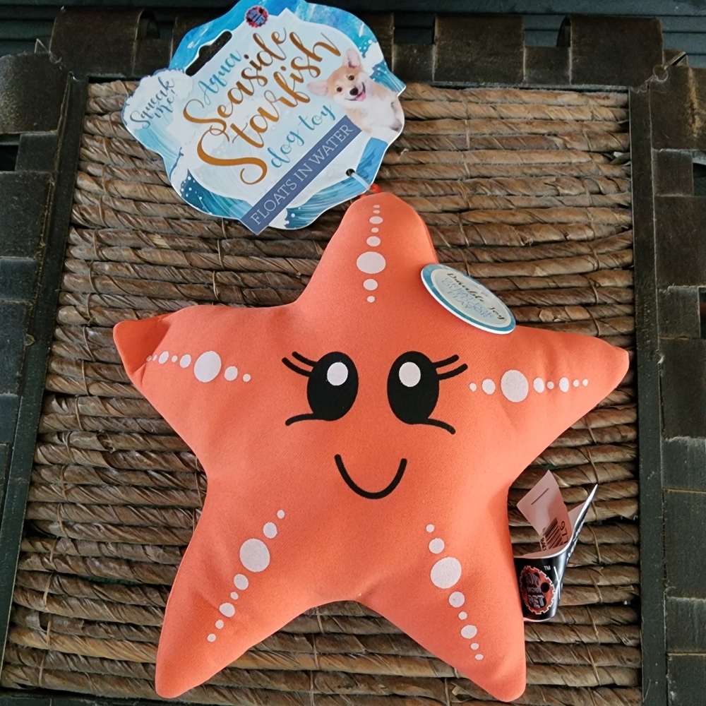 ❌❌SOLD❌❌ NEW Coral Squeaky Starfish Aqua DOG TOY Floats n Water